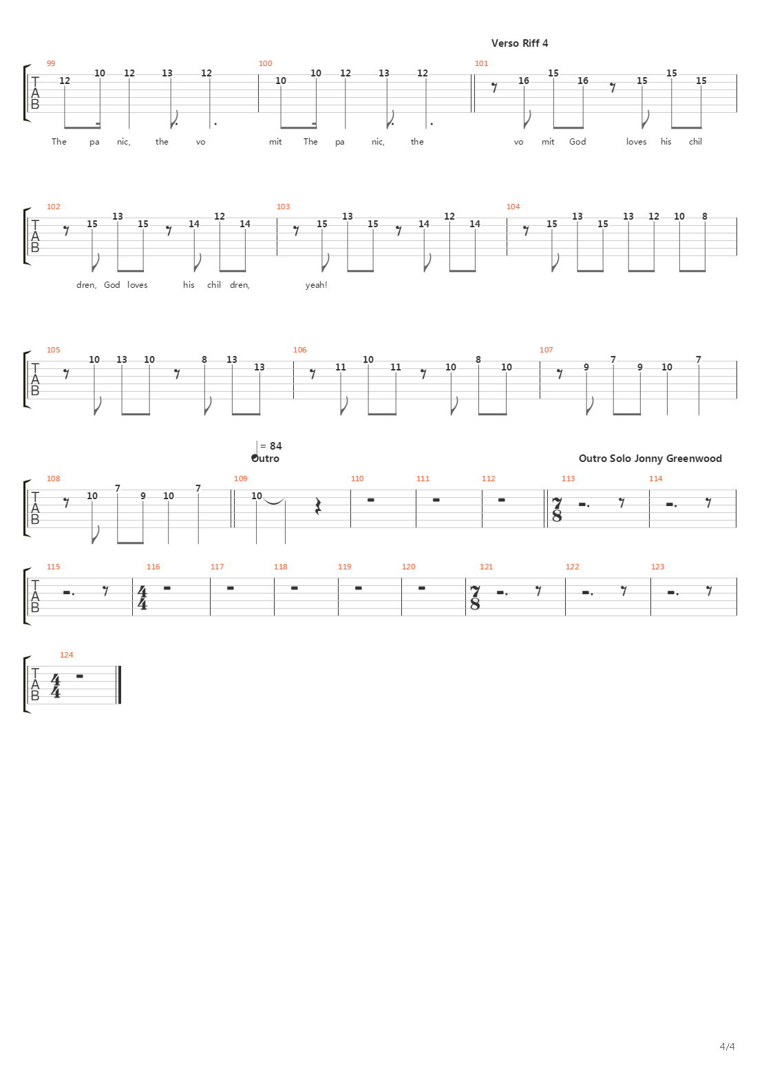 Paranoid Android吉他谱