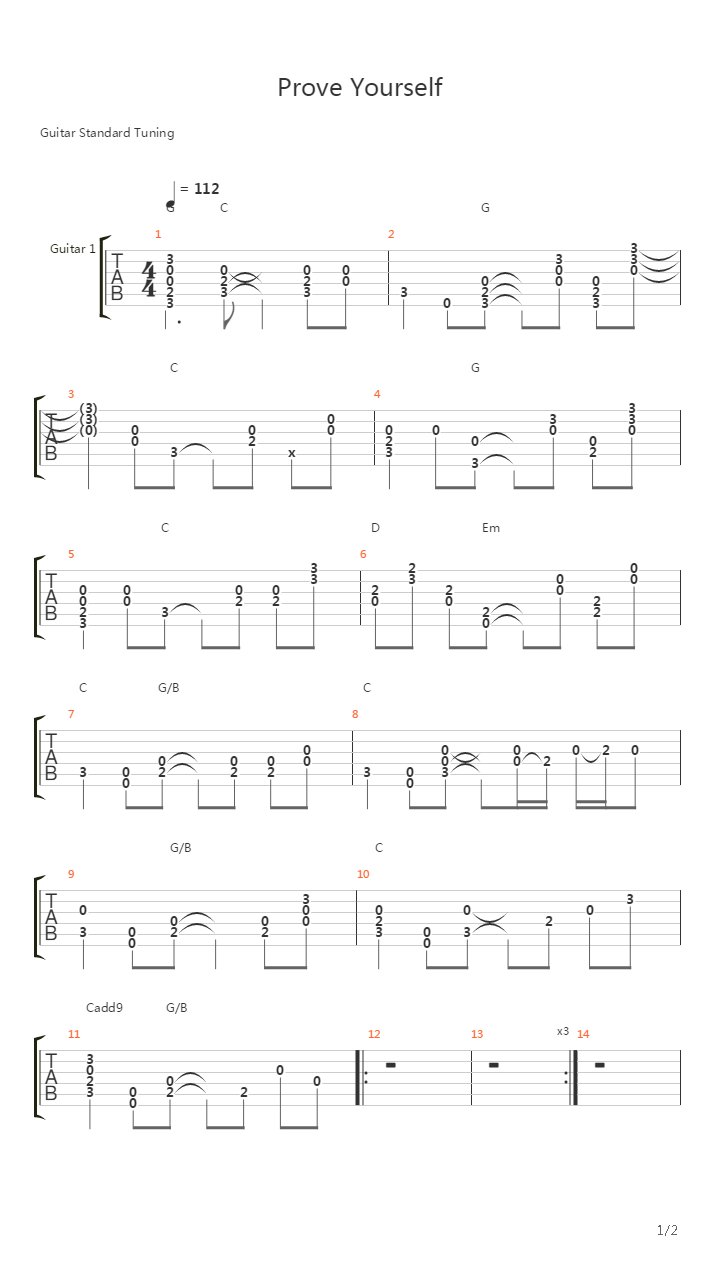 Prove Yourself吉他谱