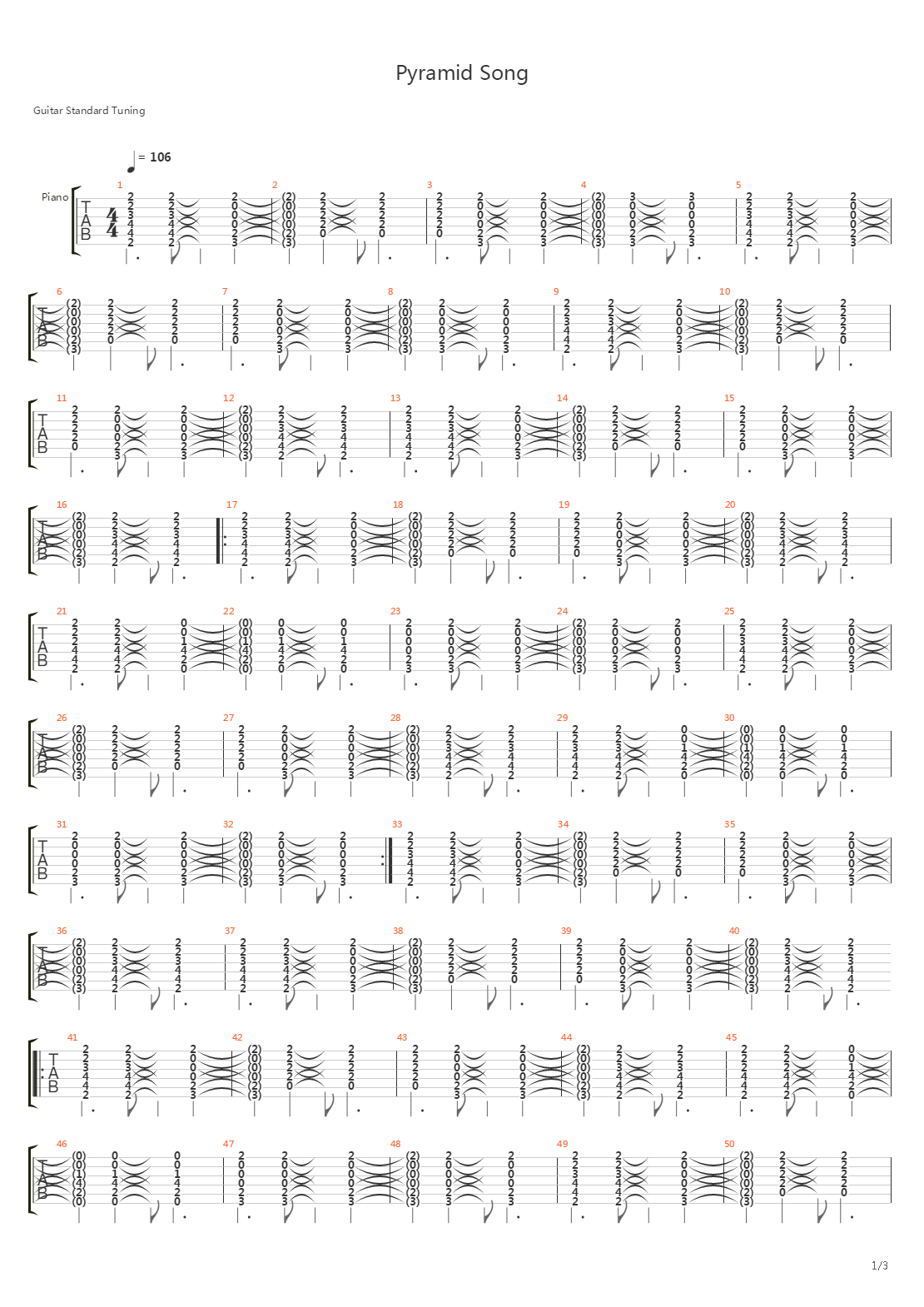 Pyramid Song吉他谱