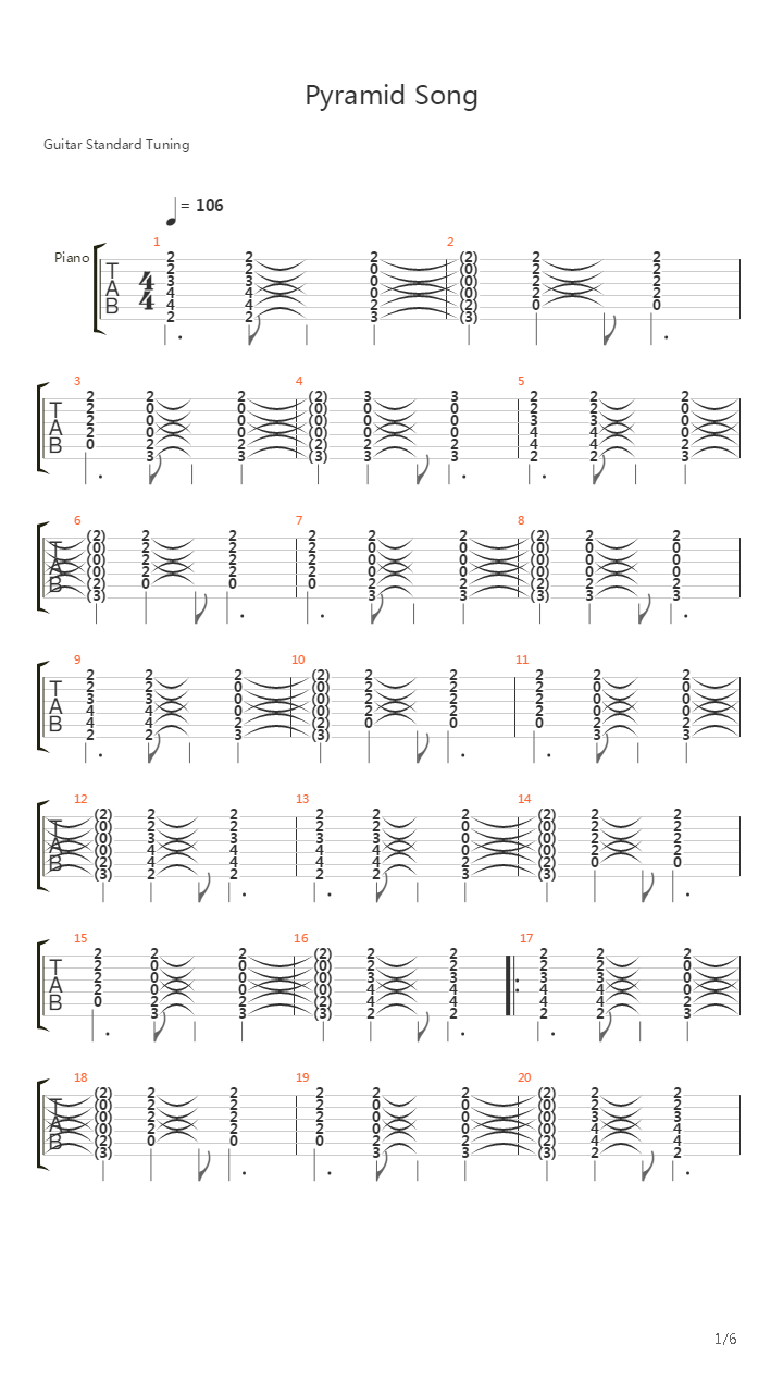 Pyramid Song吉他谱