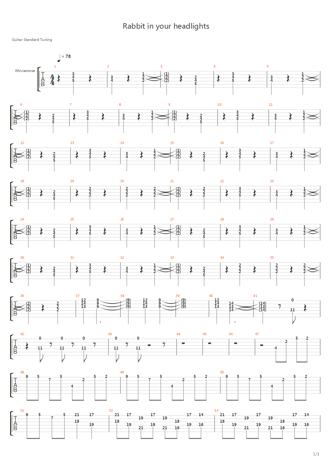 Rabbit In Your Headlights吉他谱