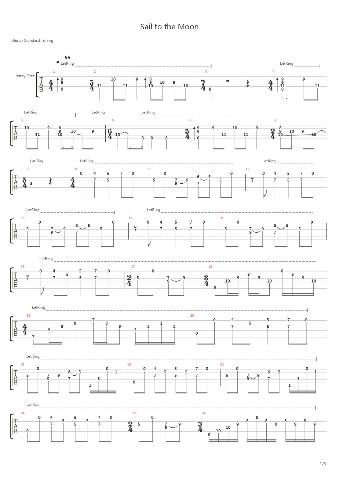 Sail To The Moon吉他谱