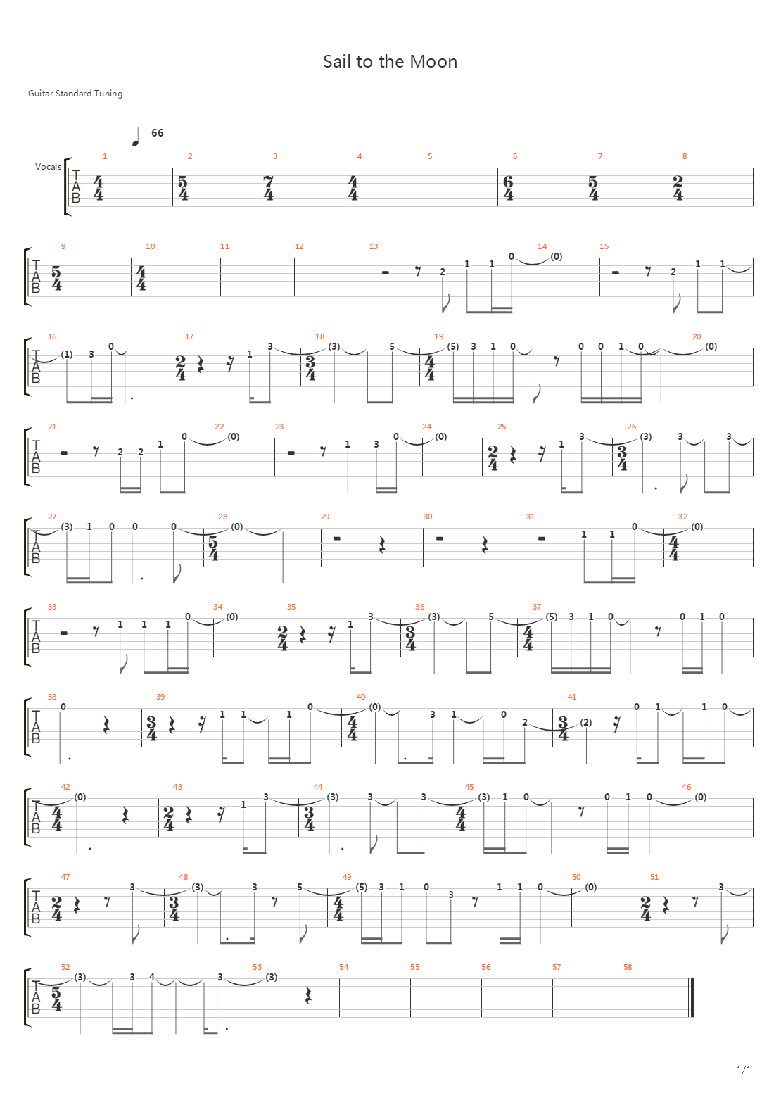 Sail To The Moon吉他谱