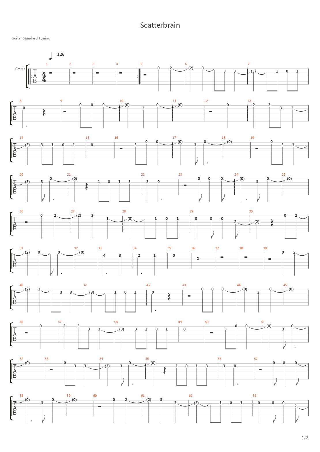 Scatterbrain吉他谱