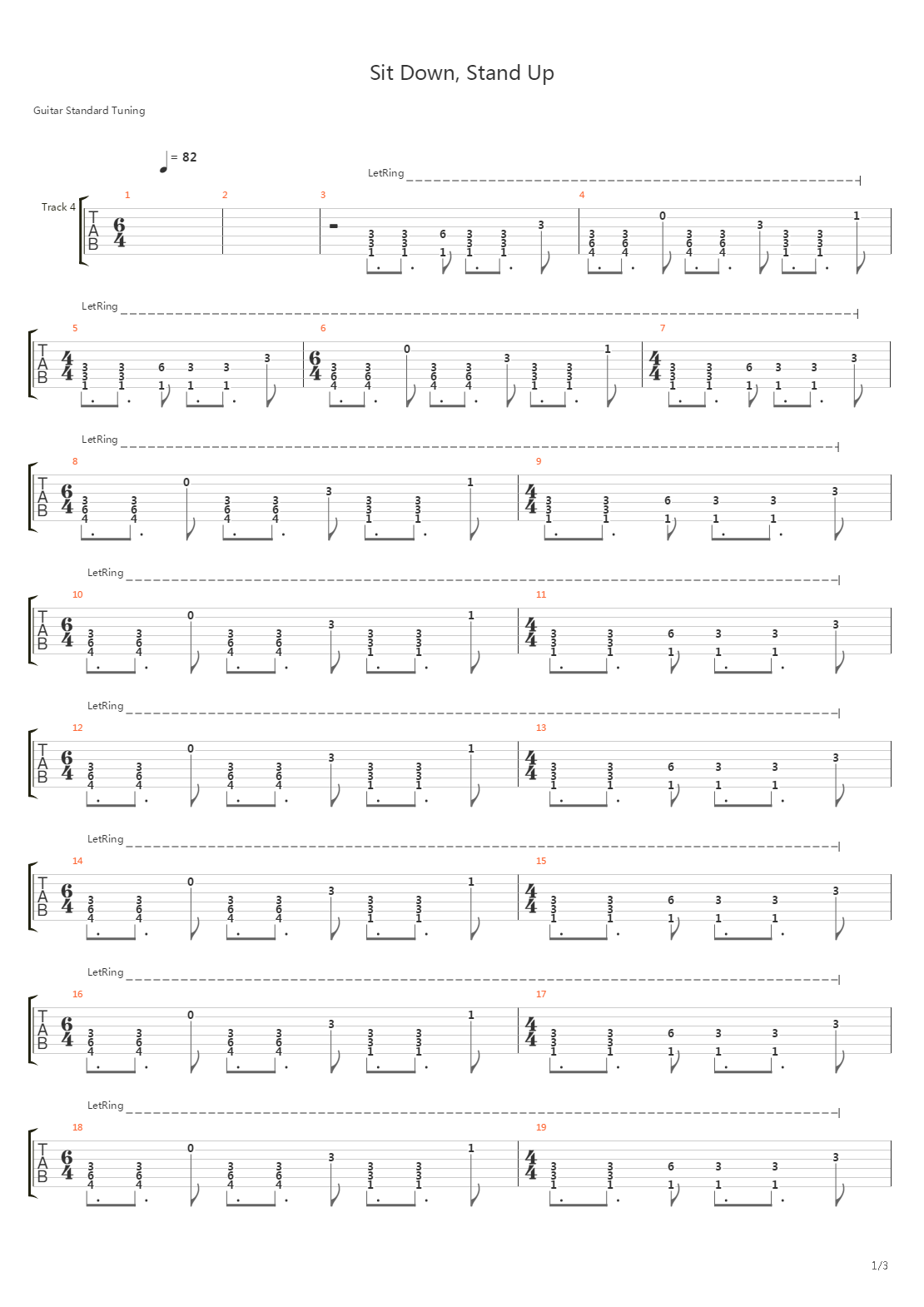 Sit Down Stand Up吉他谱