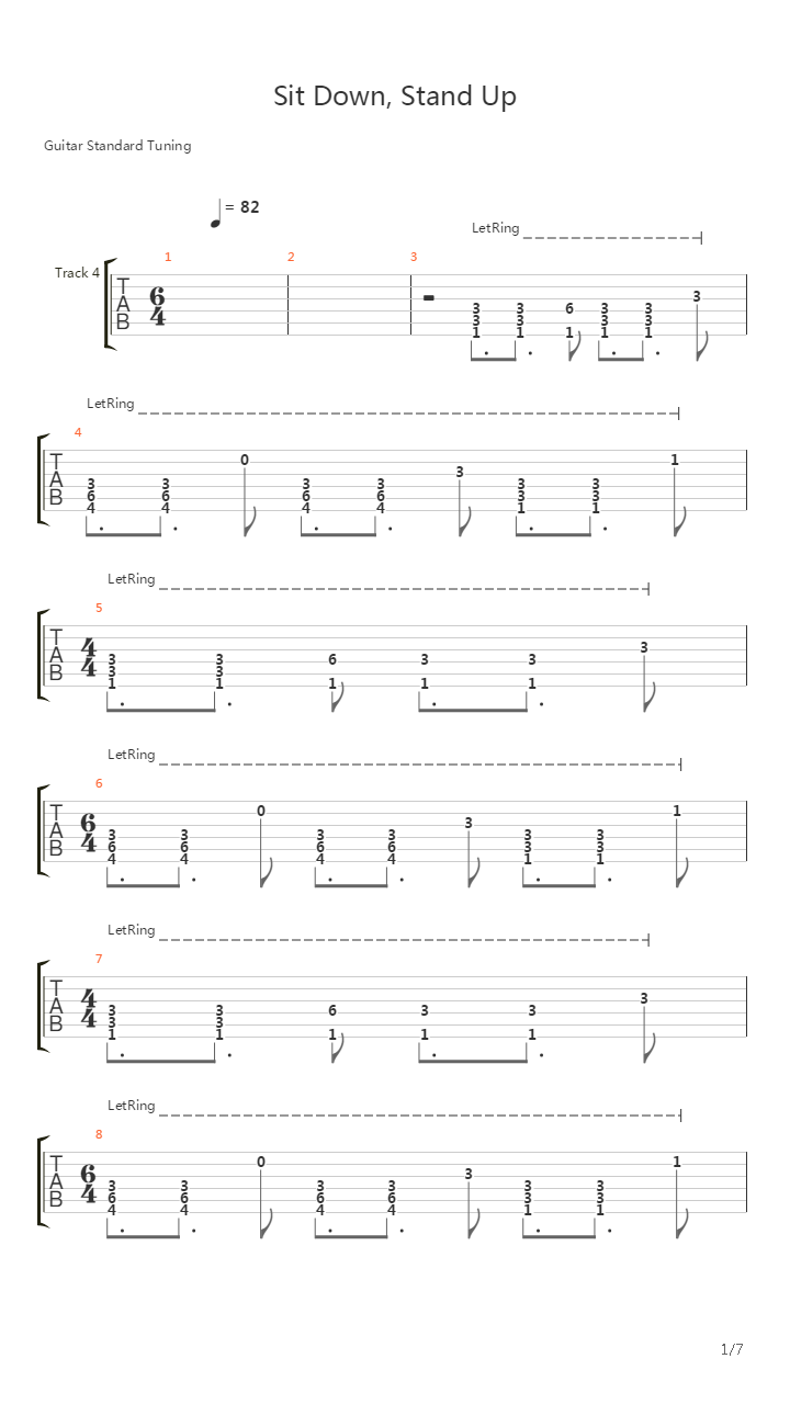 Sit Down Stand Up吉他谱