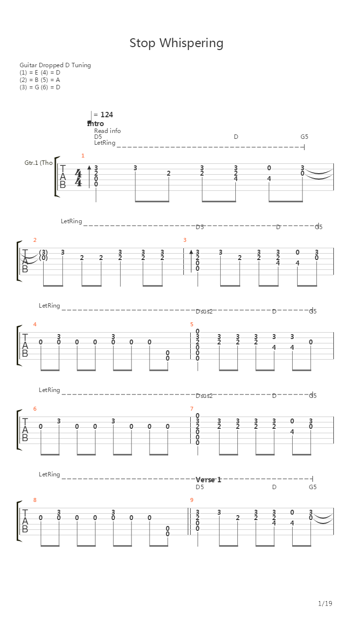 Stop Whispering吉他谱