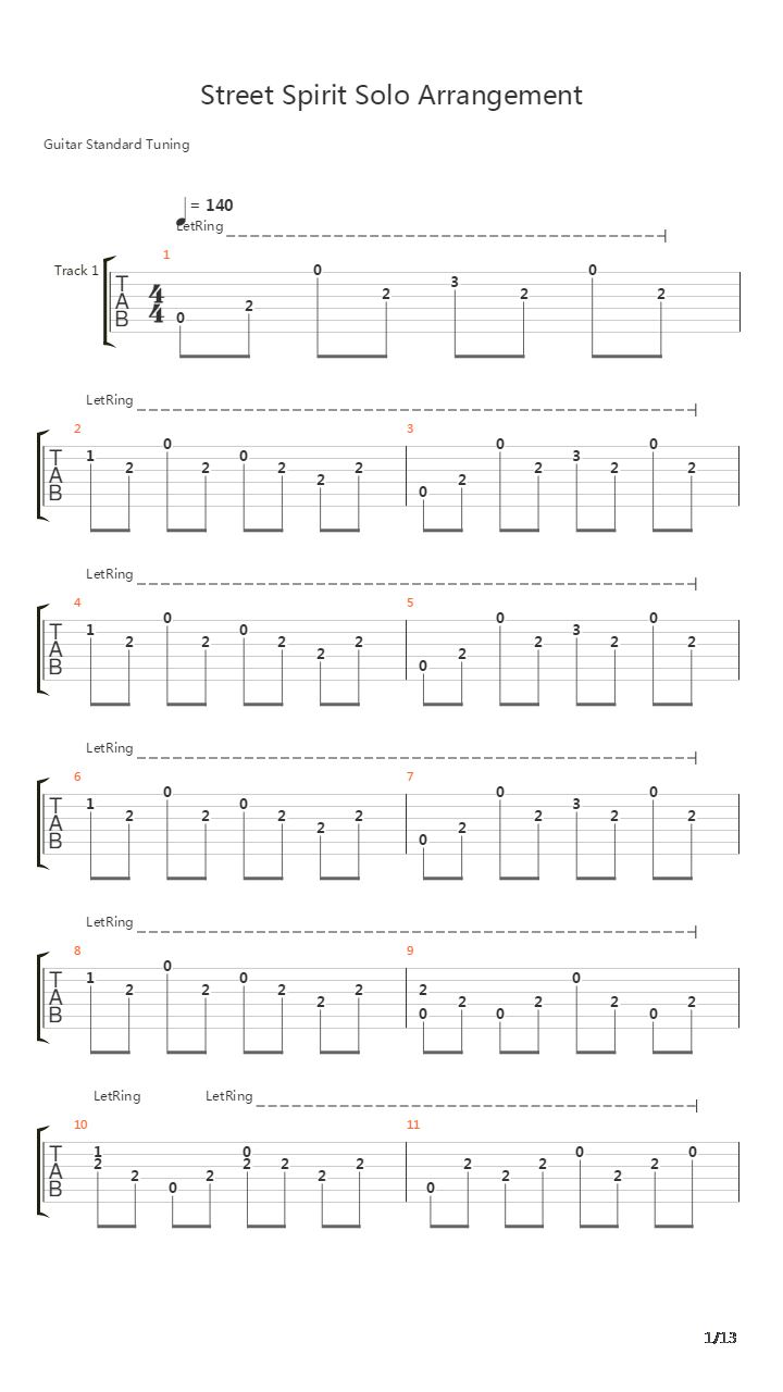 Street Spirit Fade Out吉他谱