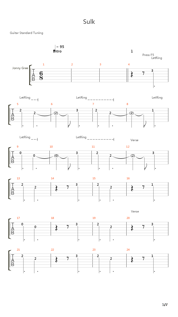 Sulk吉他谱