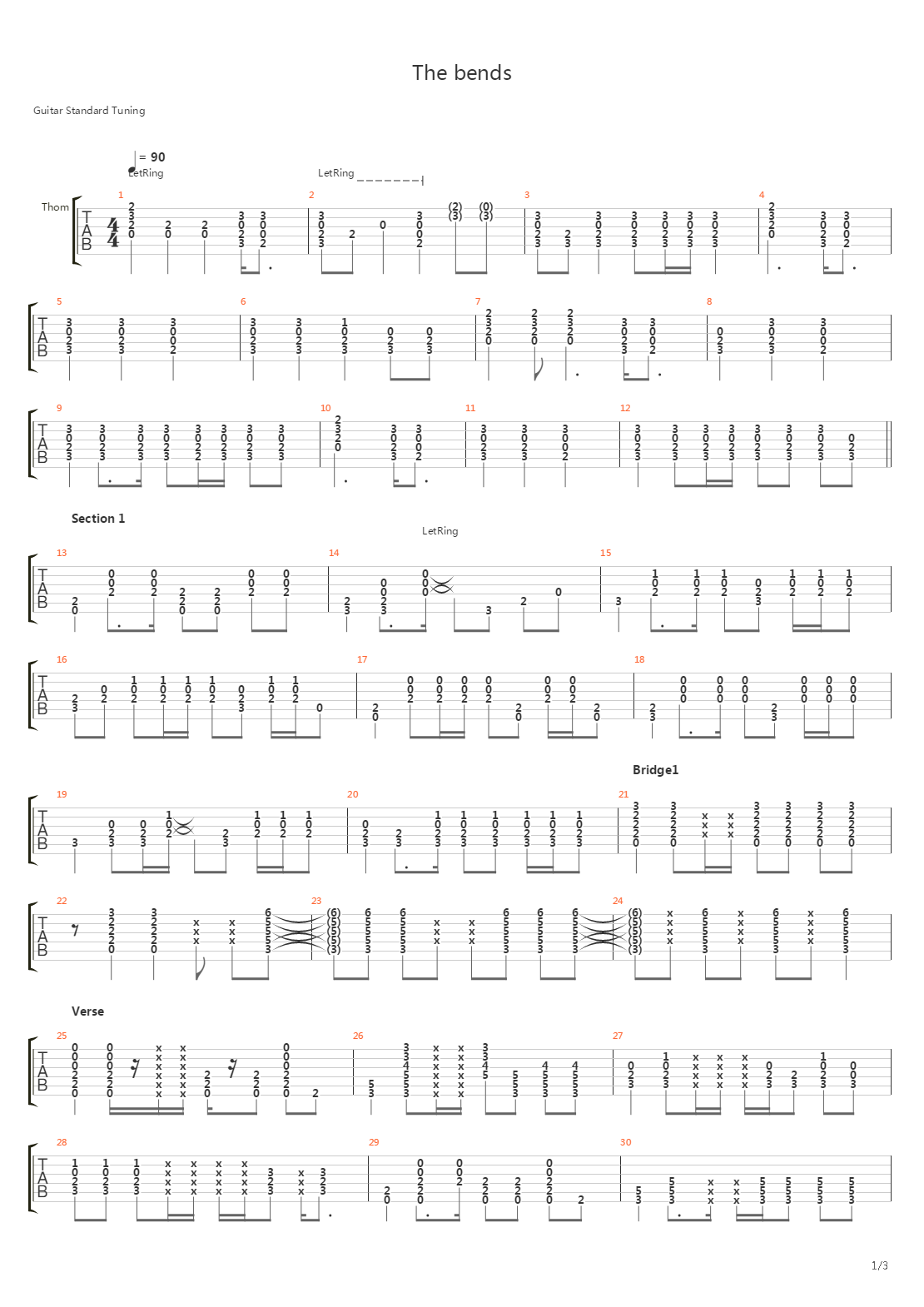 The Bends吉他谱