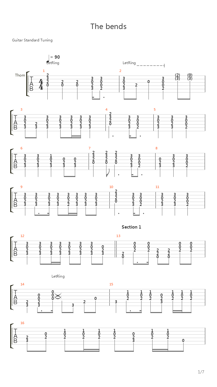 The Bends吉他谱