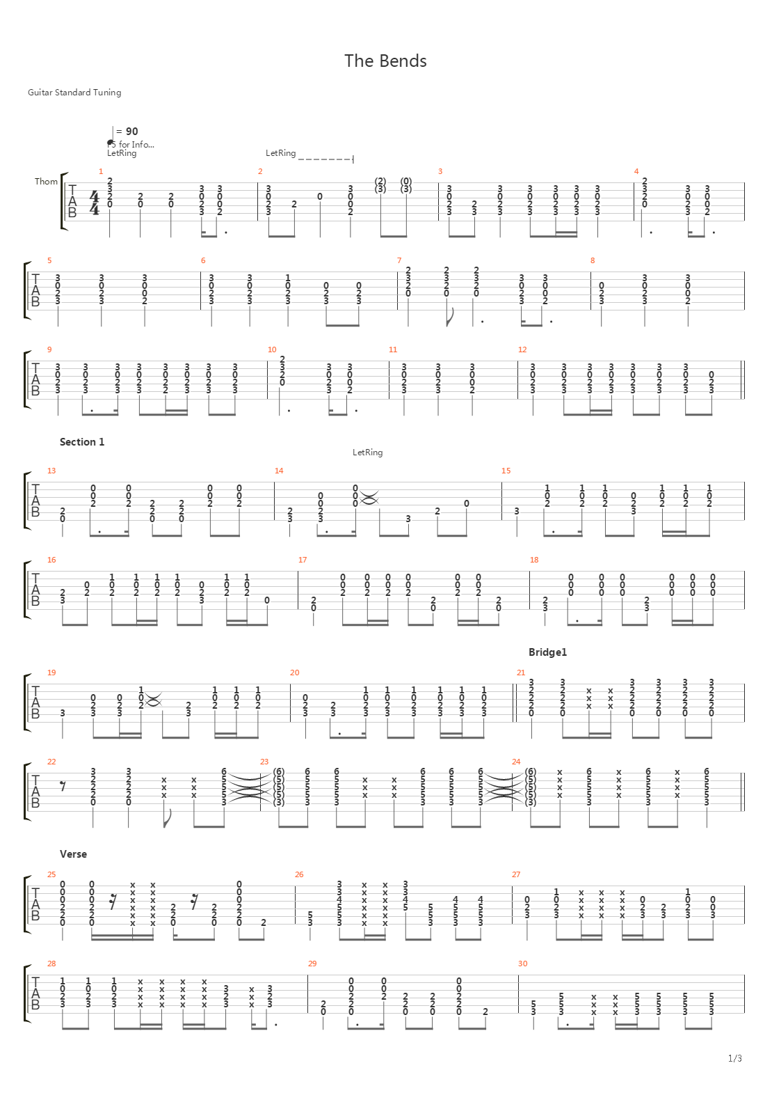 The Bends吉他谱