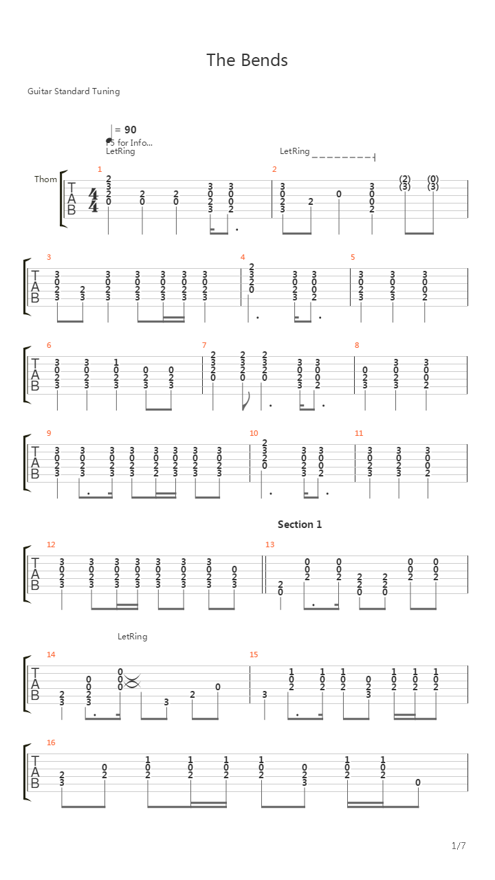 The Bends吉他谱