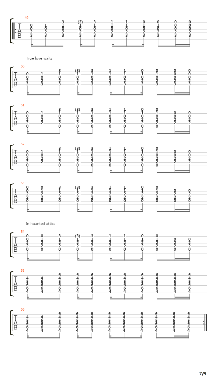 True Love Waits吉他谱