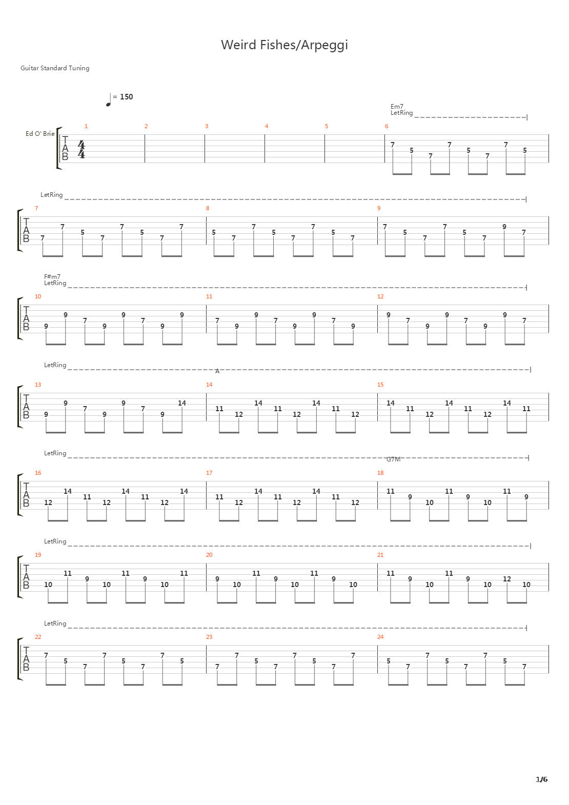 Weird Fishes Arpeggi吉他谱