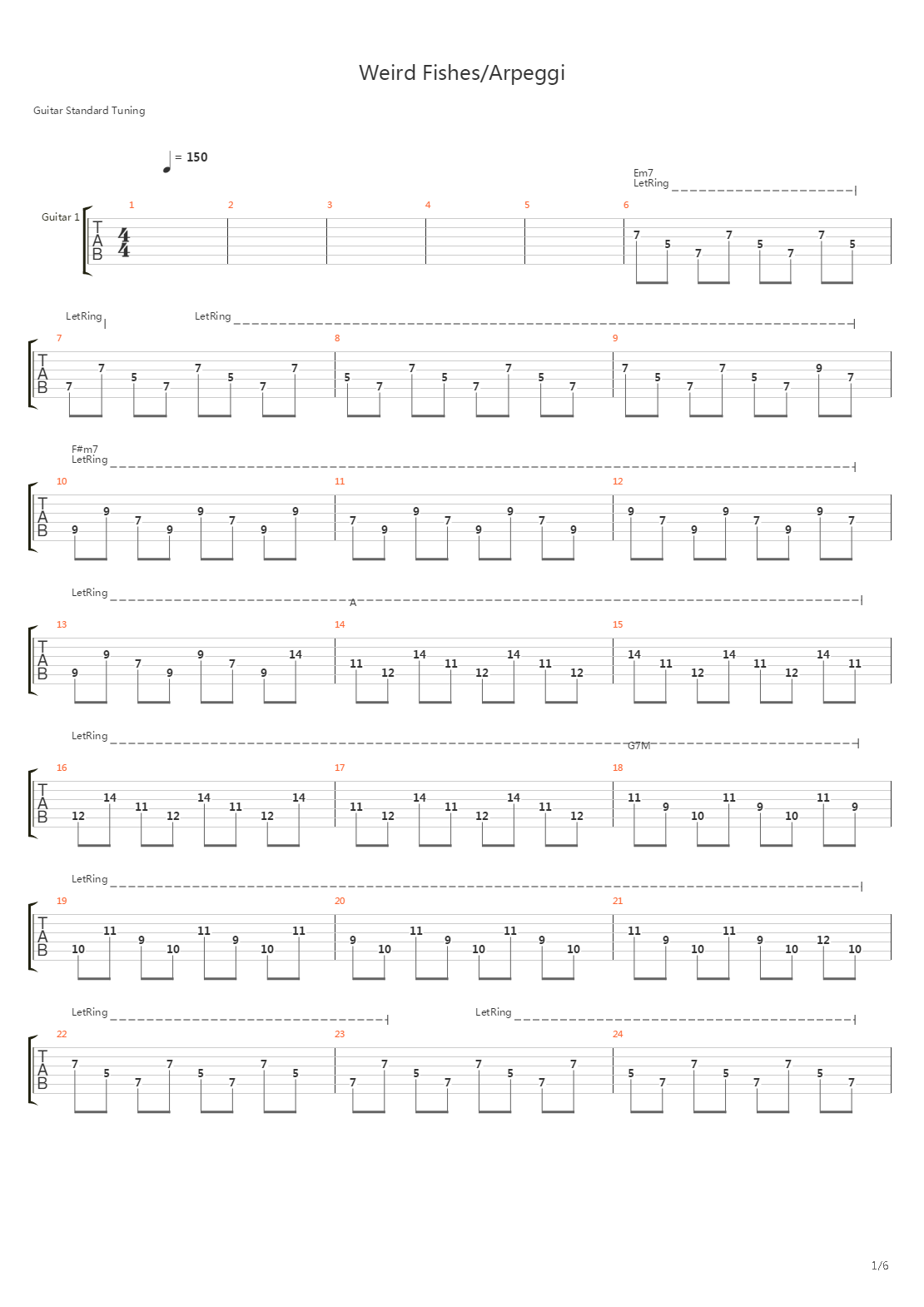 Weird Fishes Arpeggi吉他谱