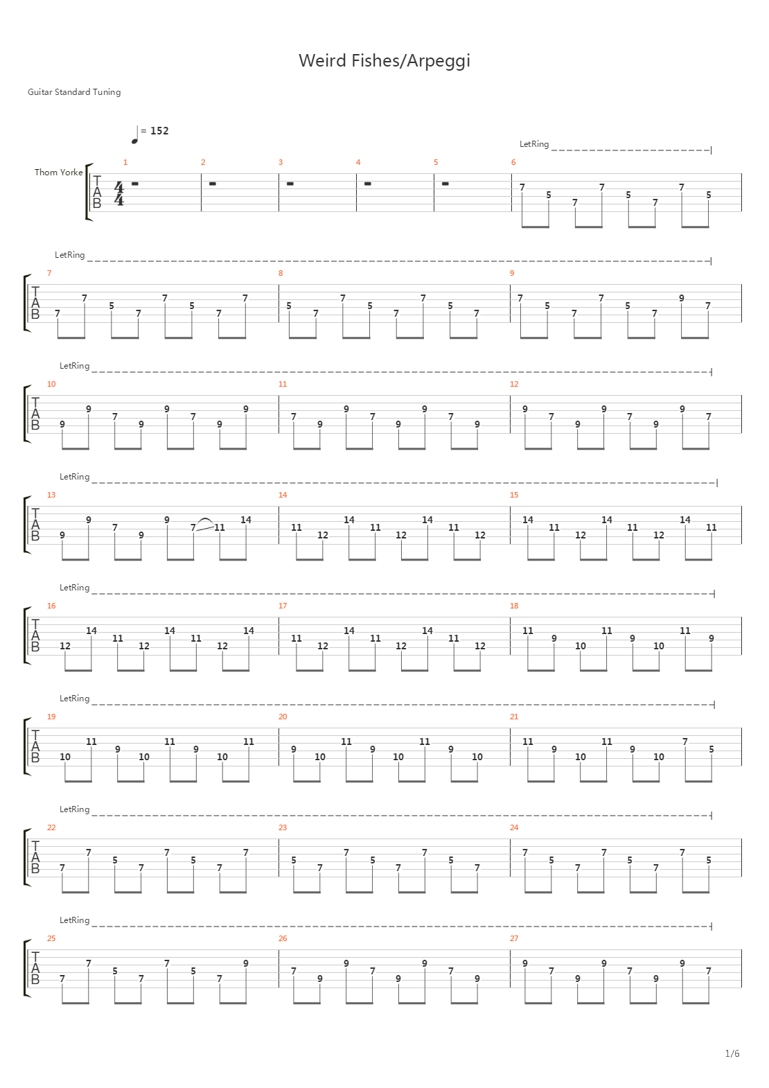 Weird Fishes Arpeggi吉他谱