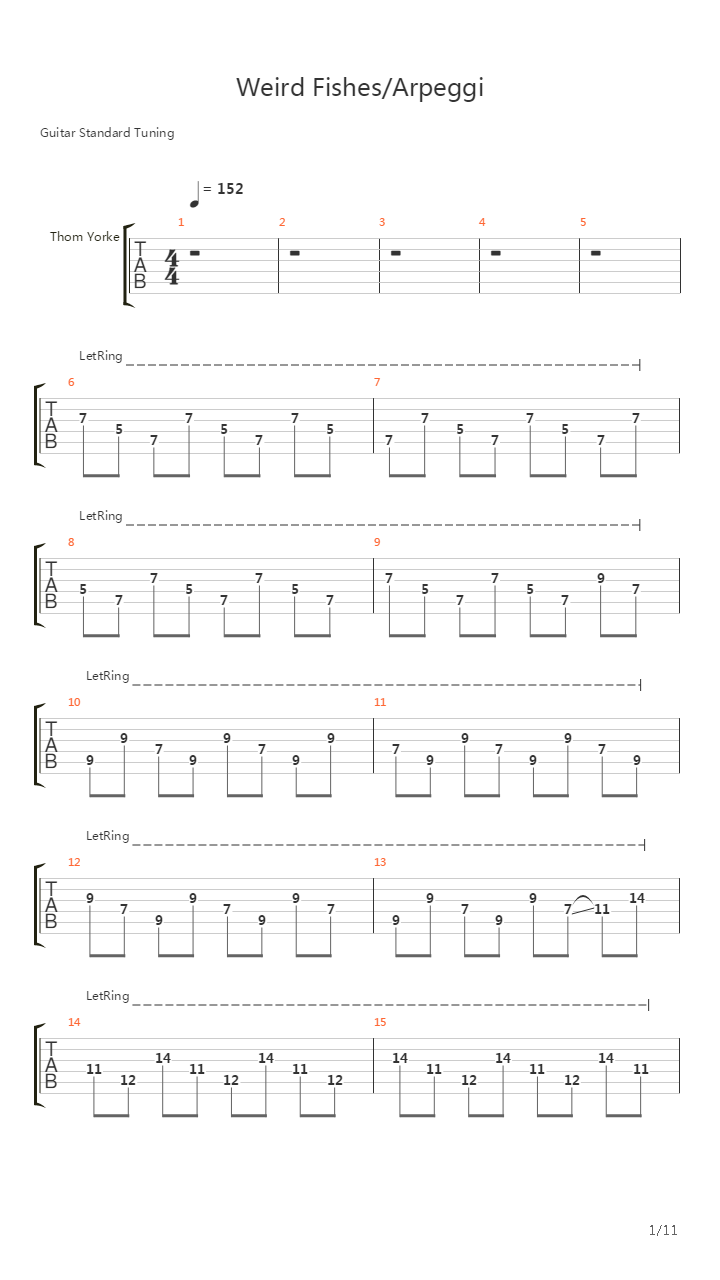 Weird Fishes Arpeggi吉他谱