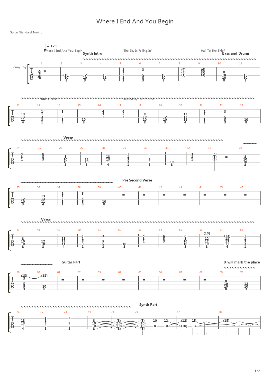 Where I End And You Begin吉他谱