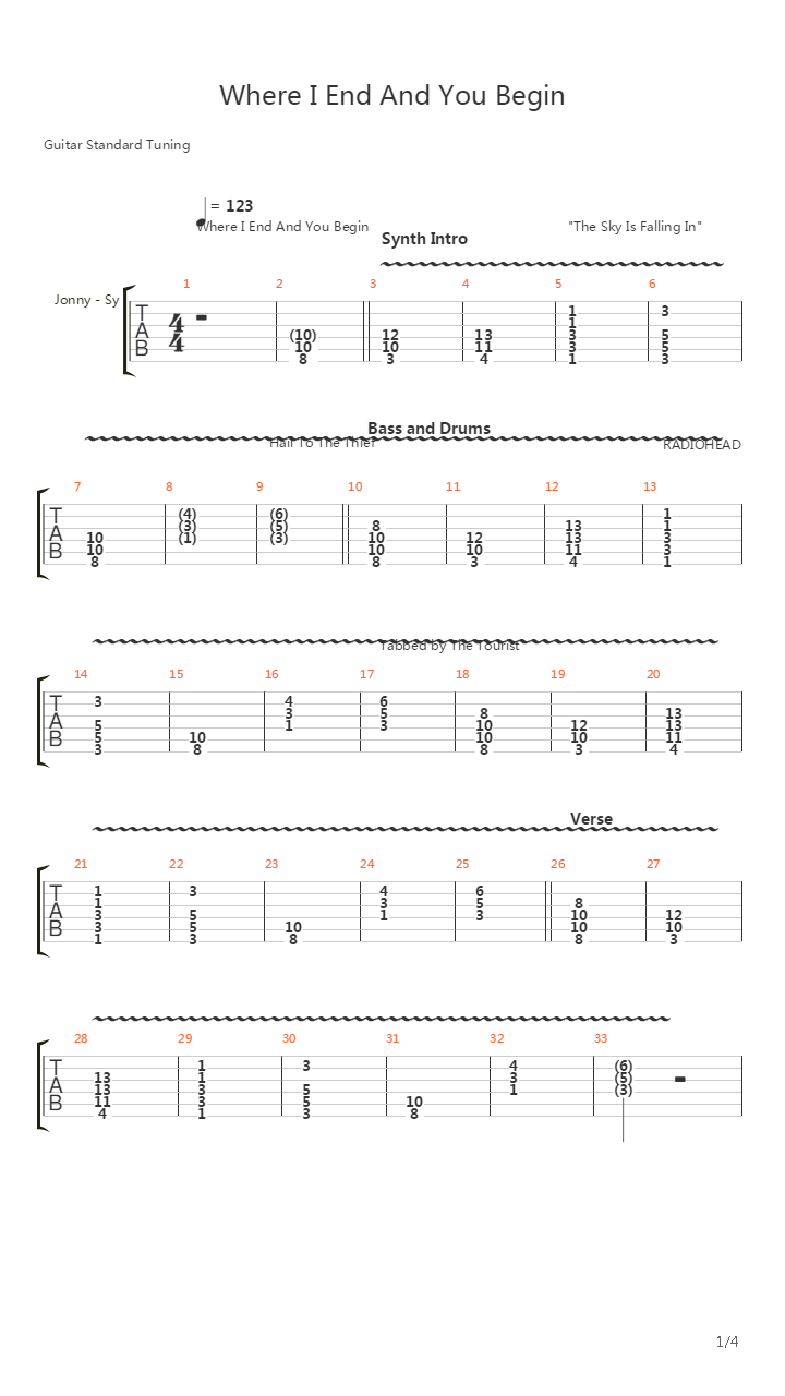 Where I End And You Begin吉他谱