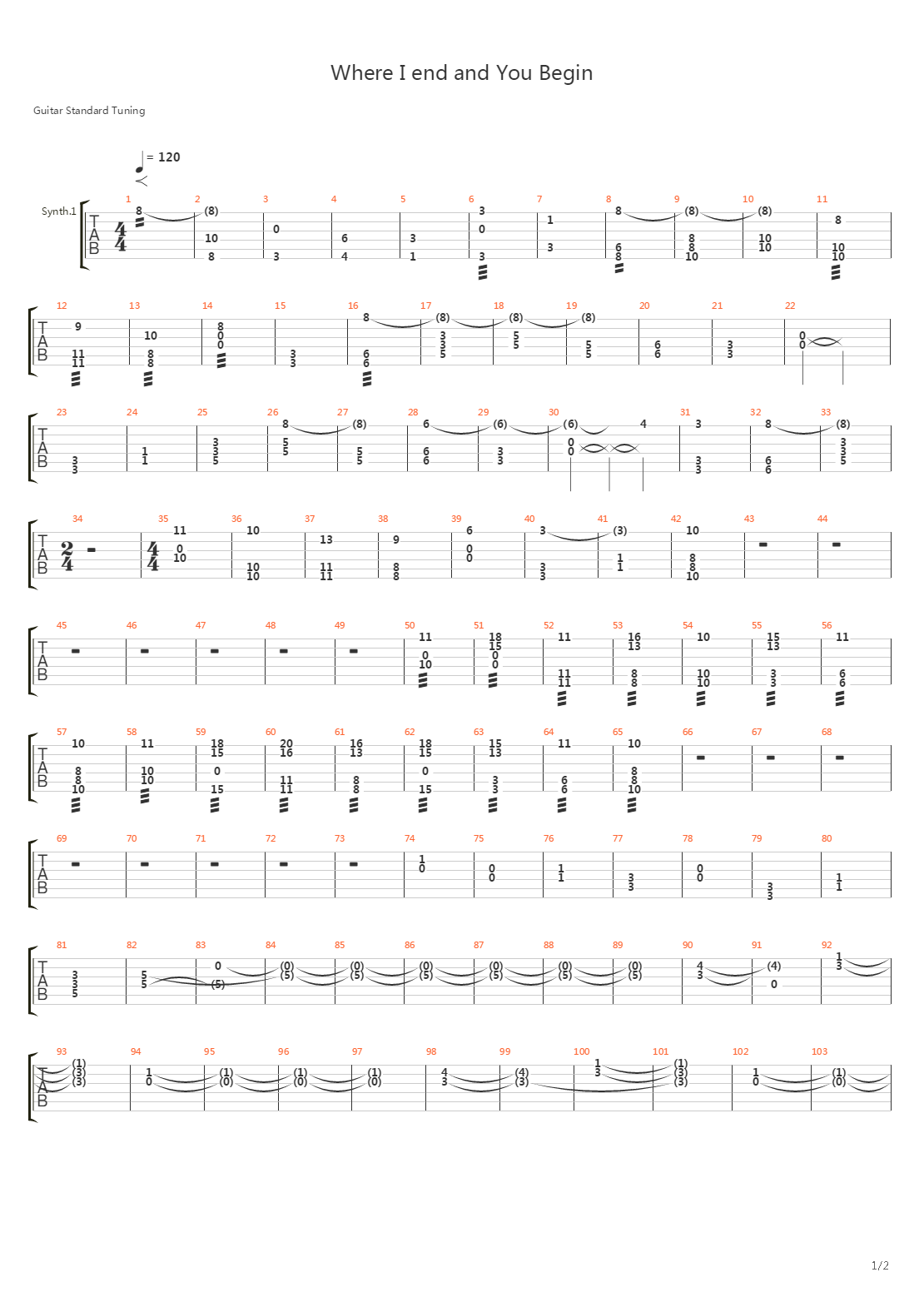 Where I End And You Begin吉他谱