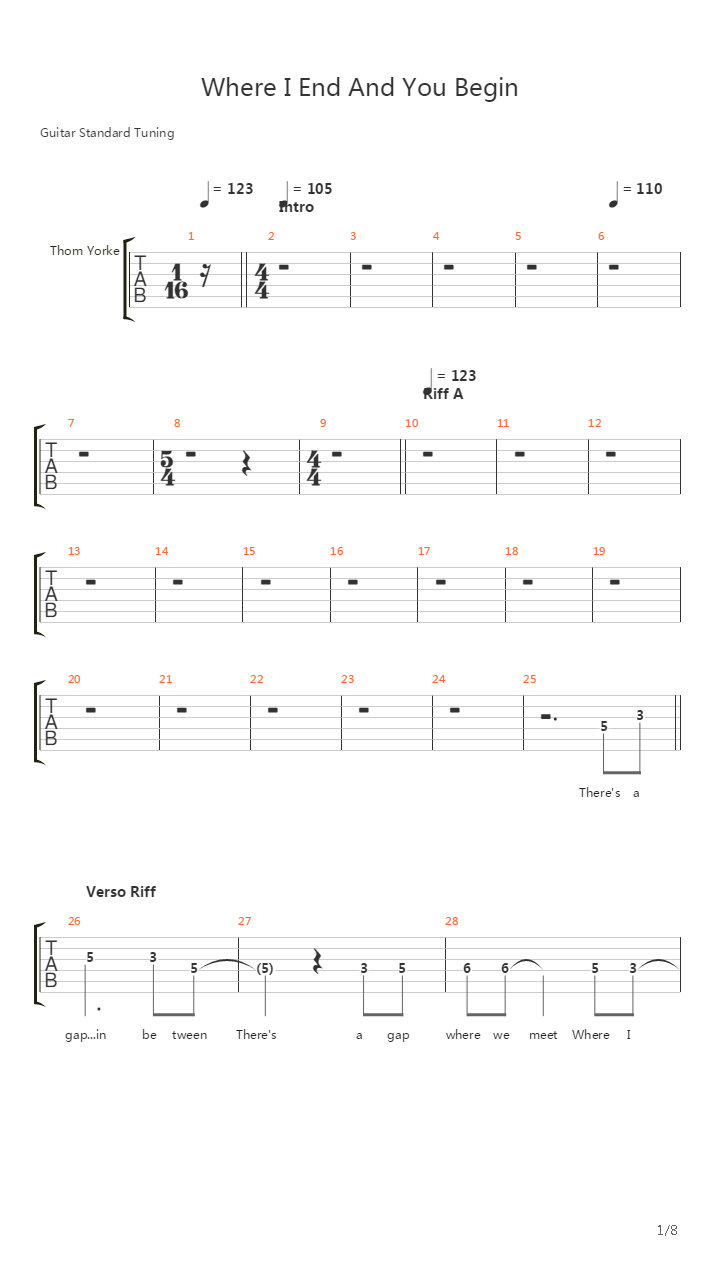 Where I End And You Begin吉他谱