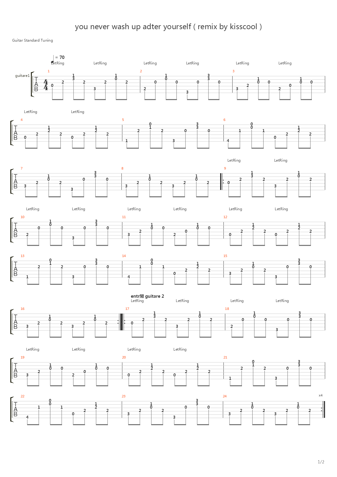You Never Wash Up Adter Yourself Remix By Kisscool吉他谱
