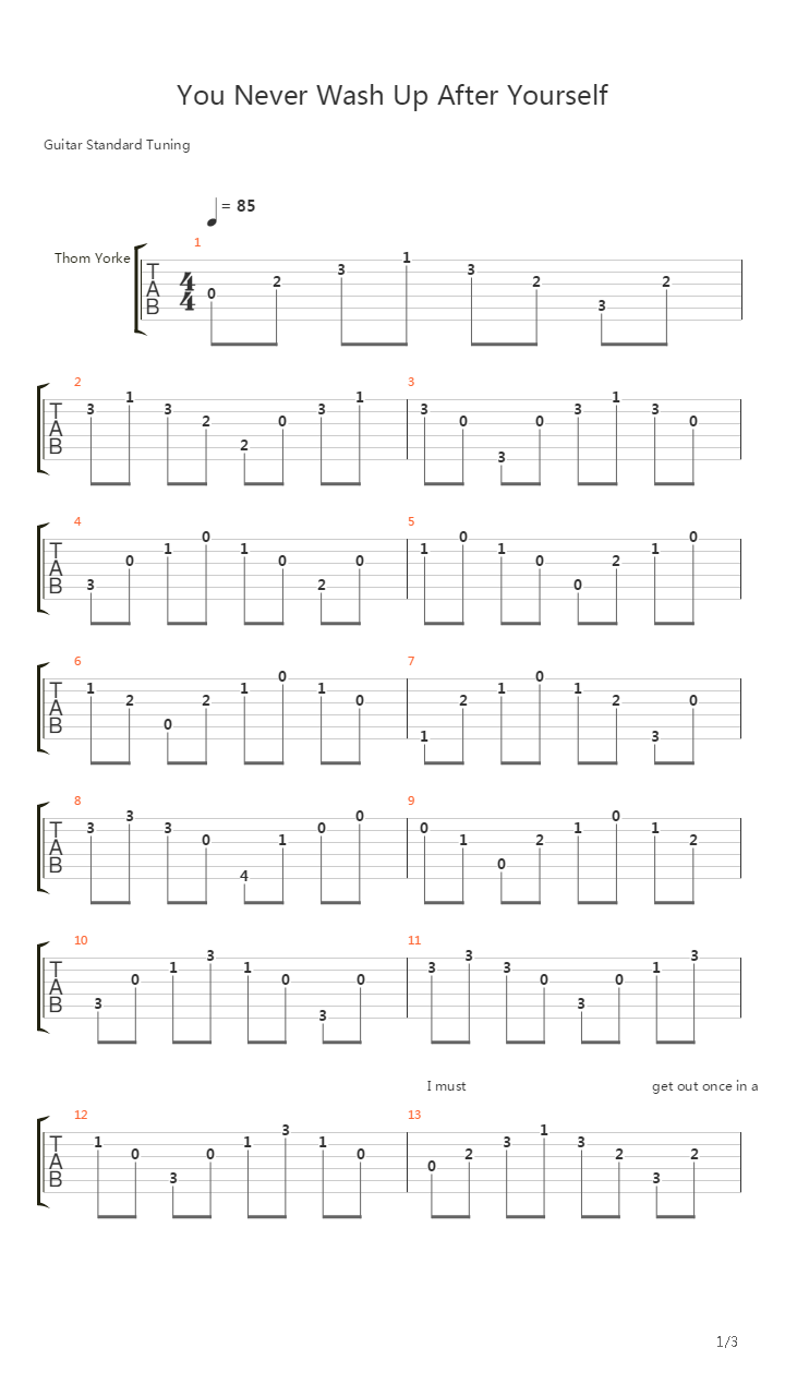 You Never Wash Up After Yourself吉他谱