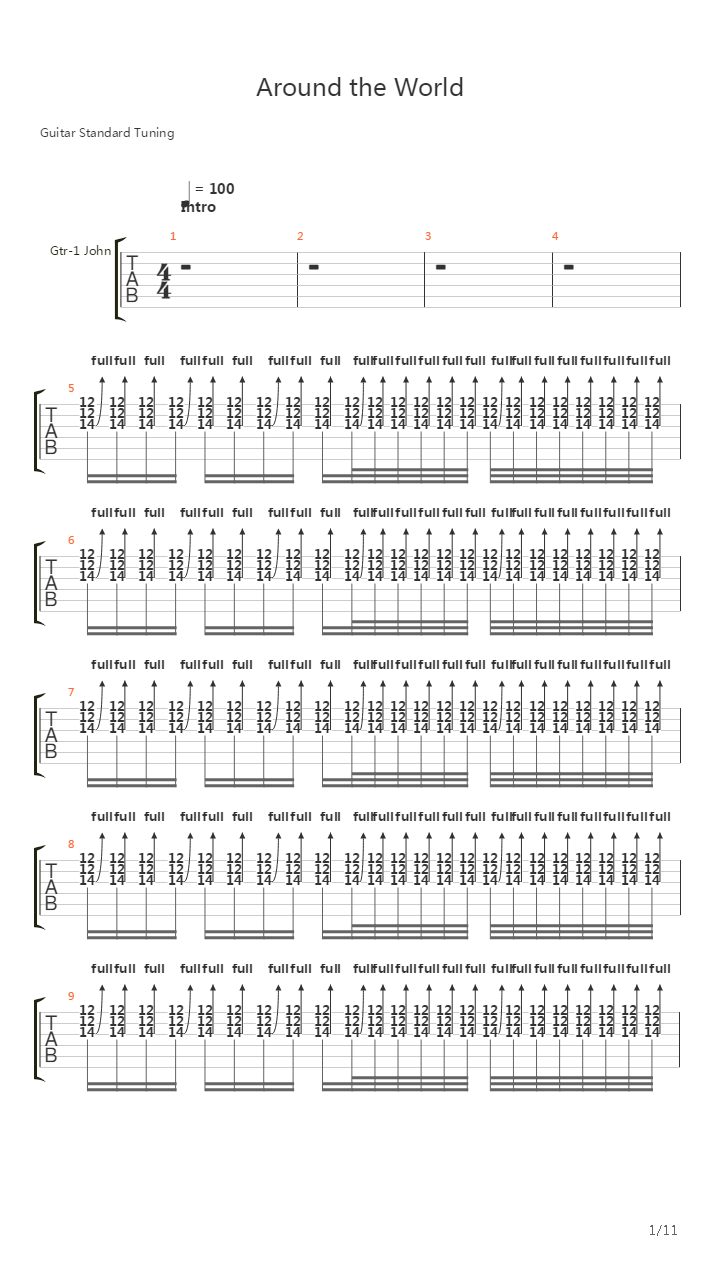 Around The World吉他谱