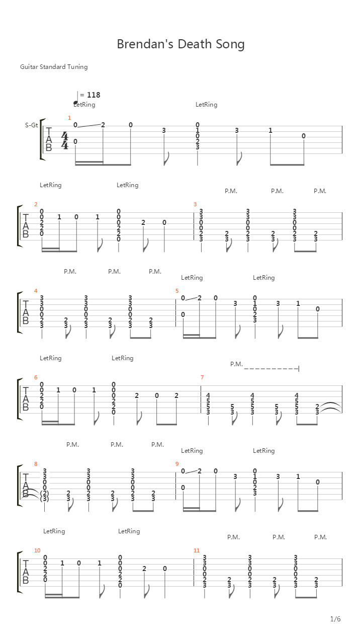 Brendans Death Song吉他谱