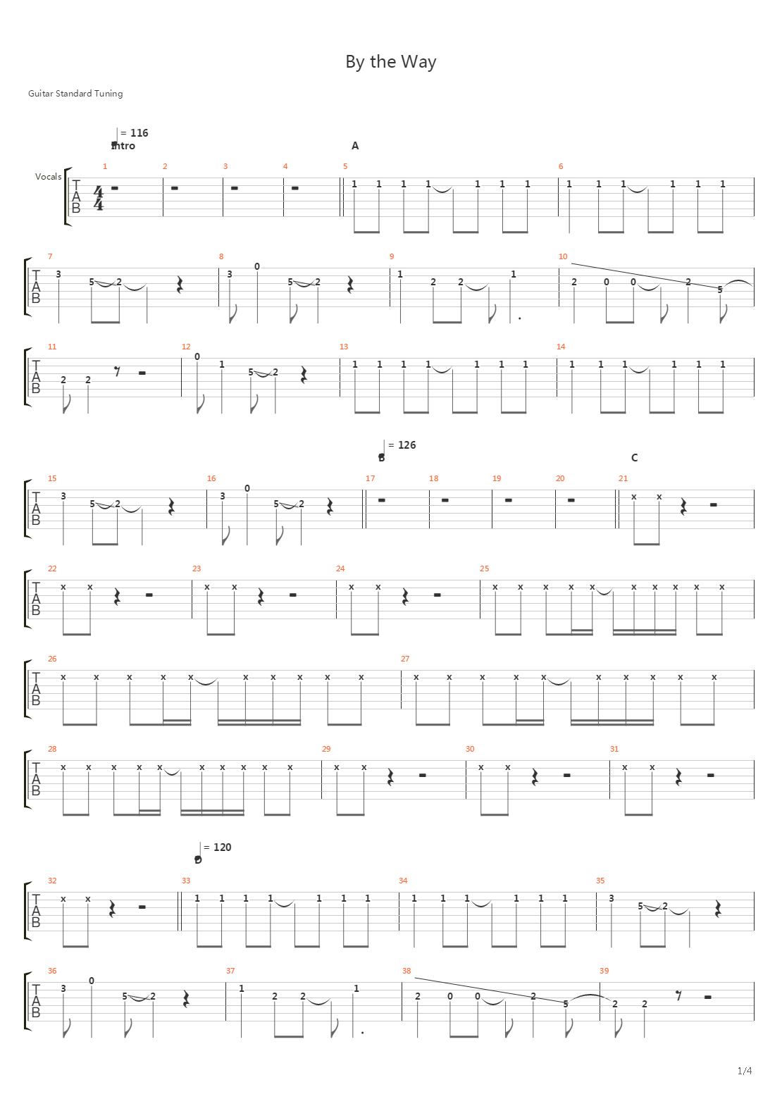 By The Way吉他谱