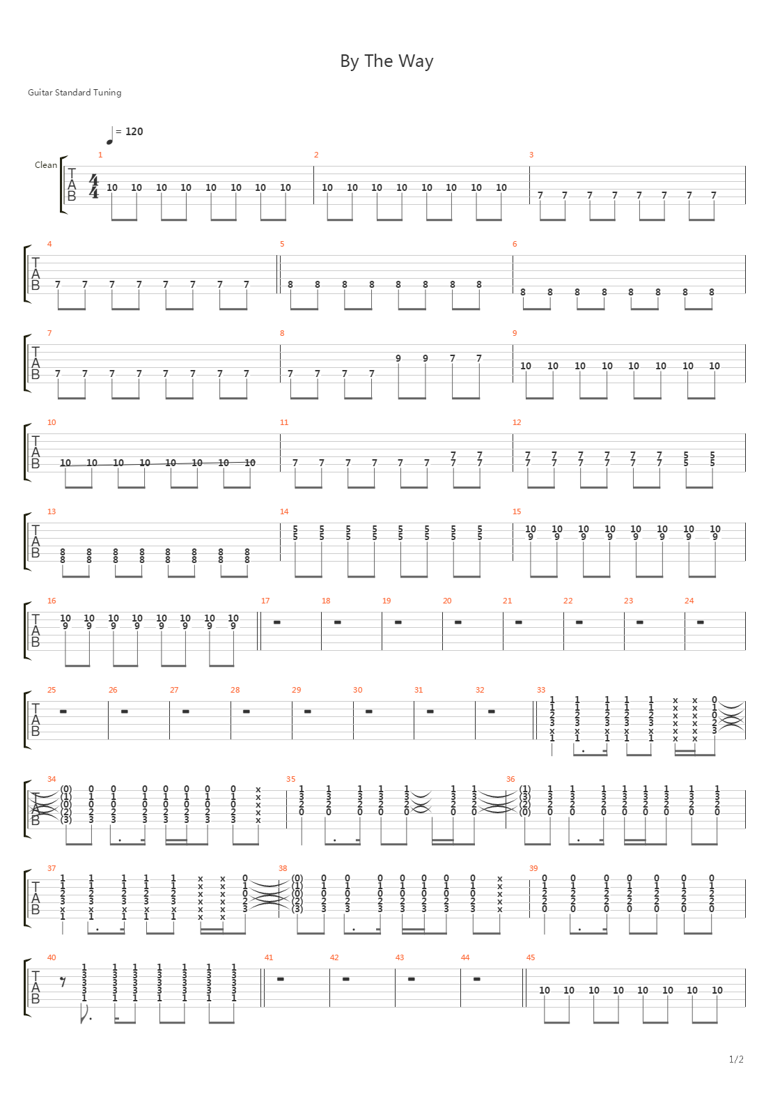 By The Way吉他谱