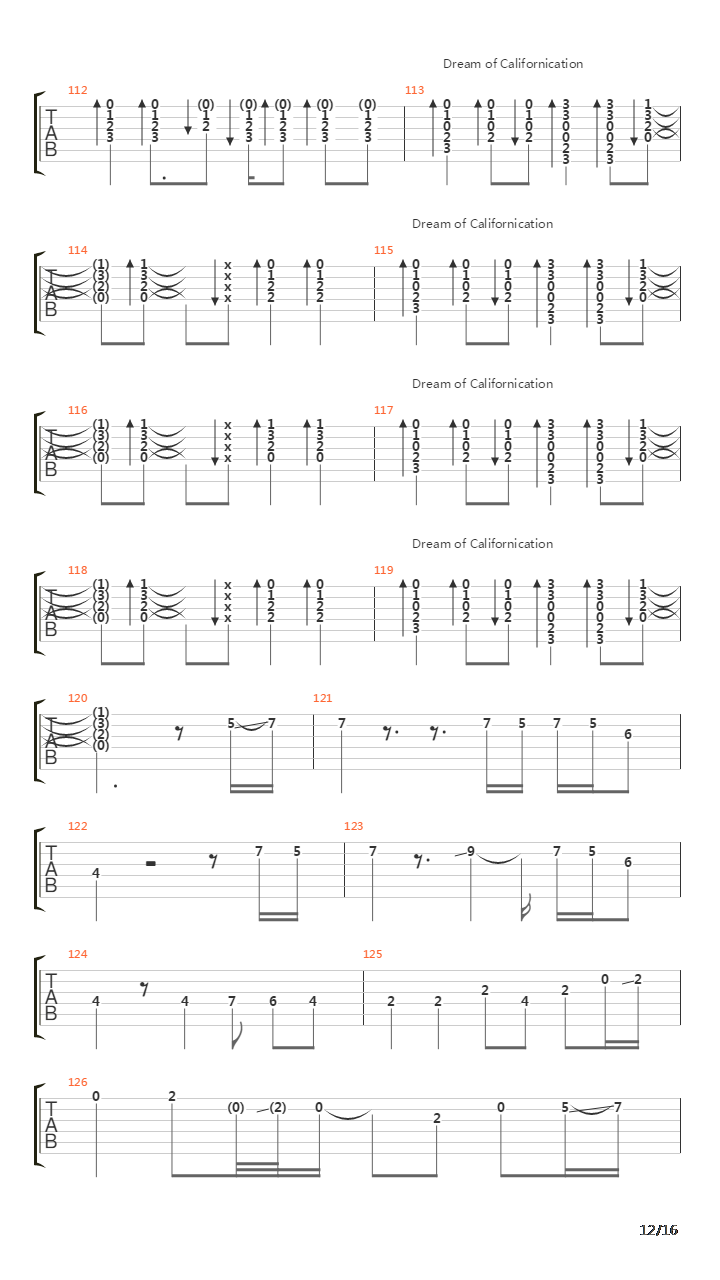 Californication吉他谱