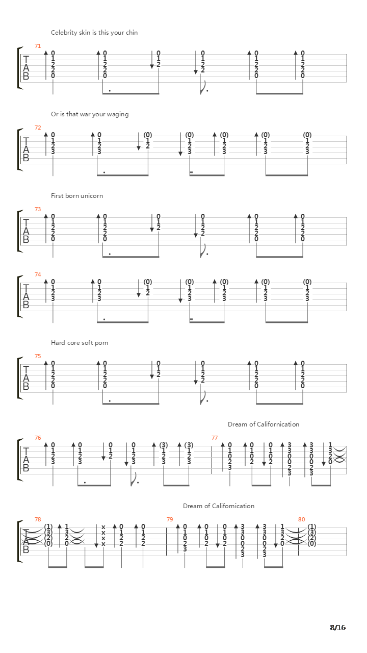 Californication吉他谱