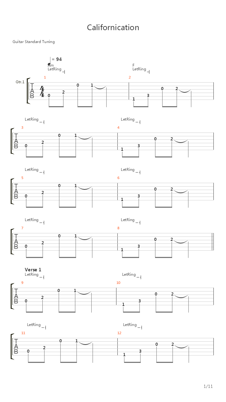 Californication吉他谱