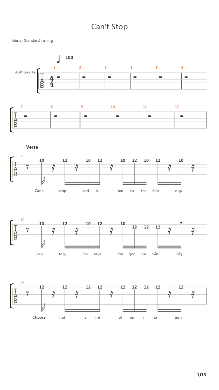 Cant Stop(10)吉他谱