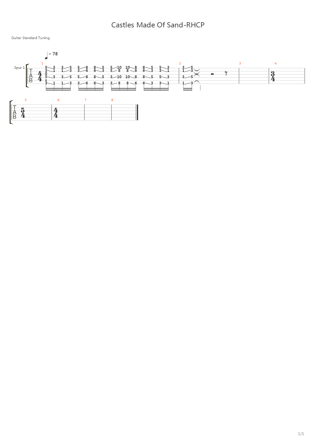 Castles Made Of Sand吉他谱