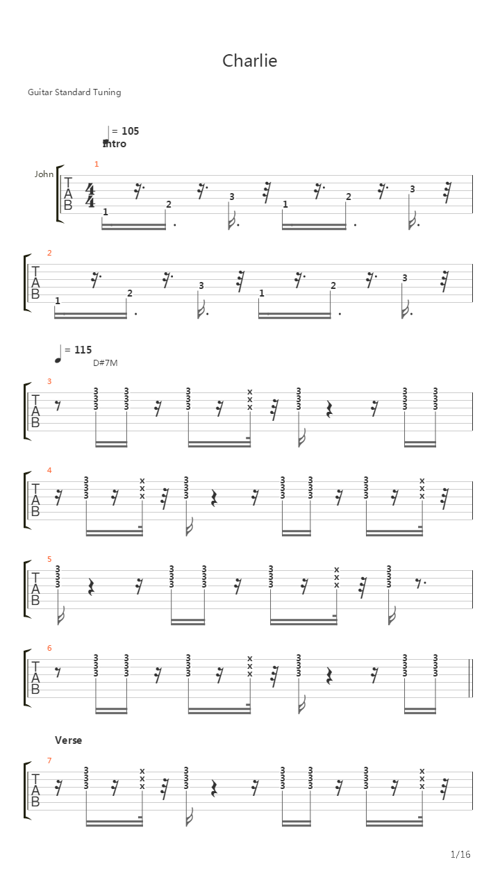 Charlie吉他谱