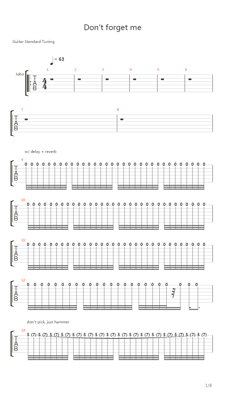Dont Forget Me吉他谱