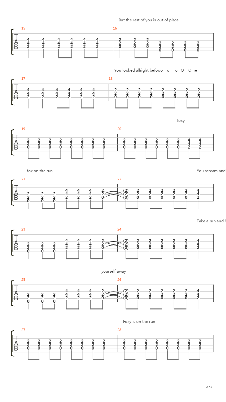 Fox On The Run吉他谱