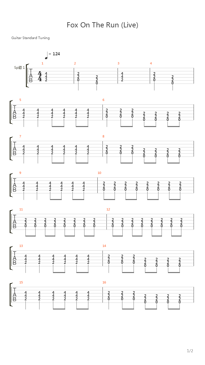Fox On The Run吉他谱