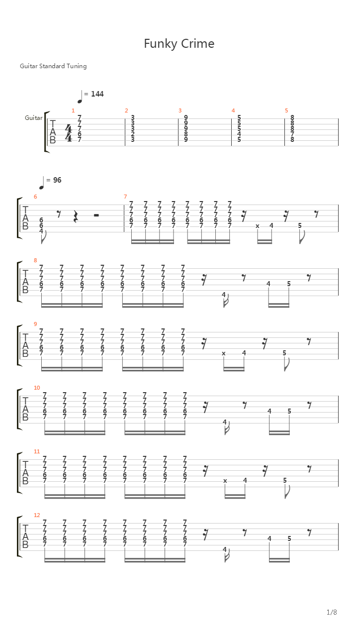 Funky Crime吉他谱