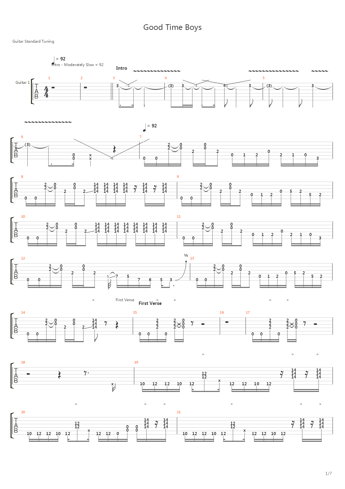 Good Time Boys吉他谱