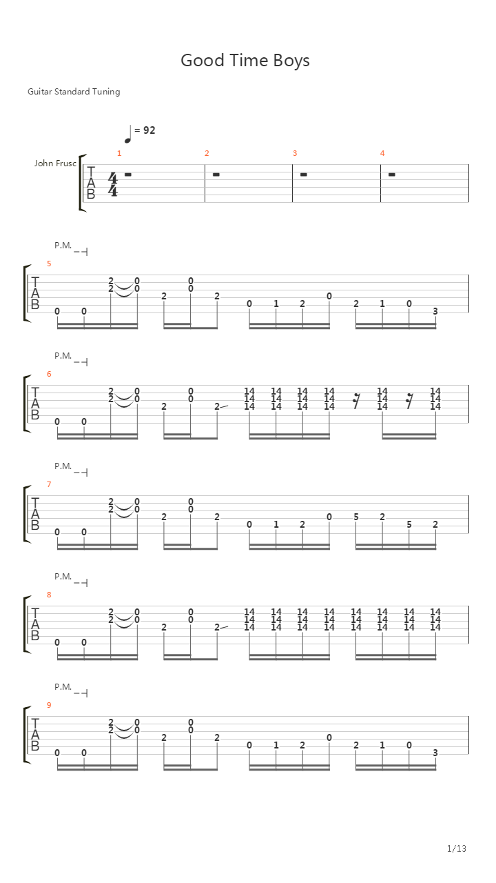 Good Time Boys吉他谱
