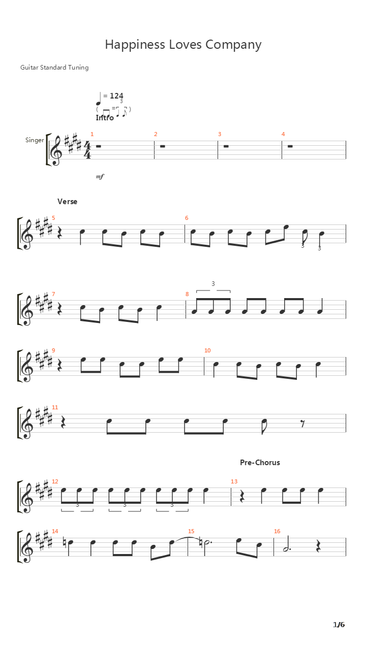 Happiness Loves Company吉他谱