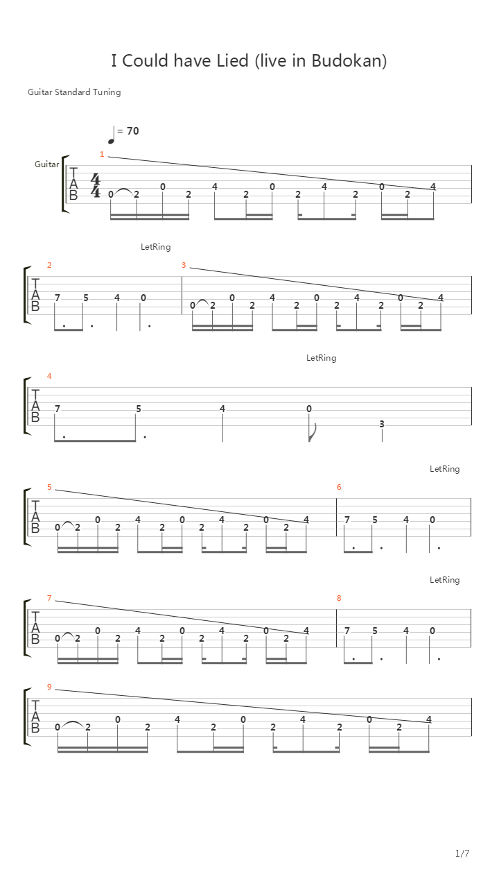 I Could Have Lied吉他谱