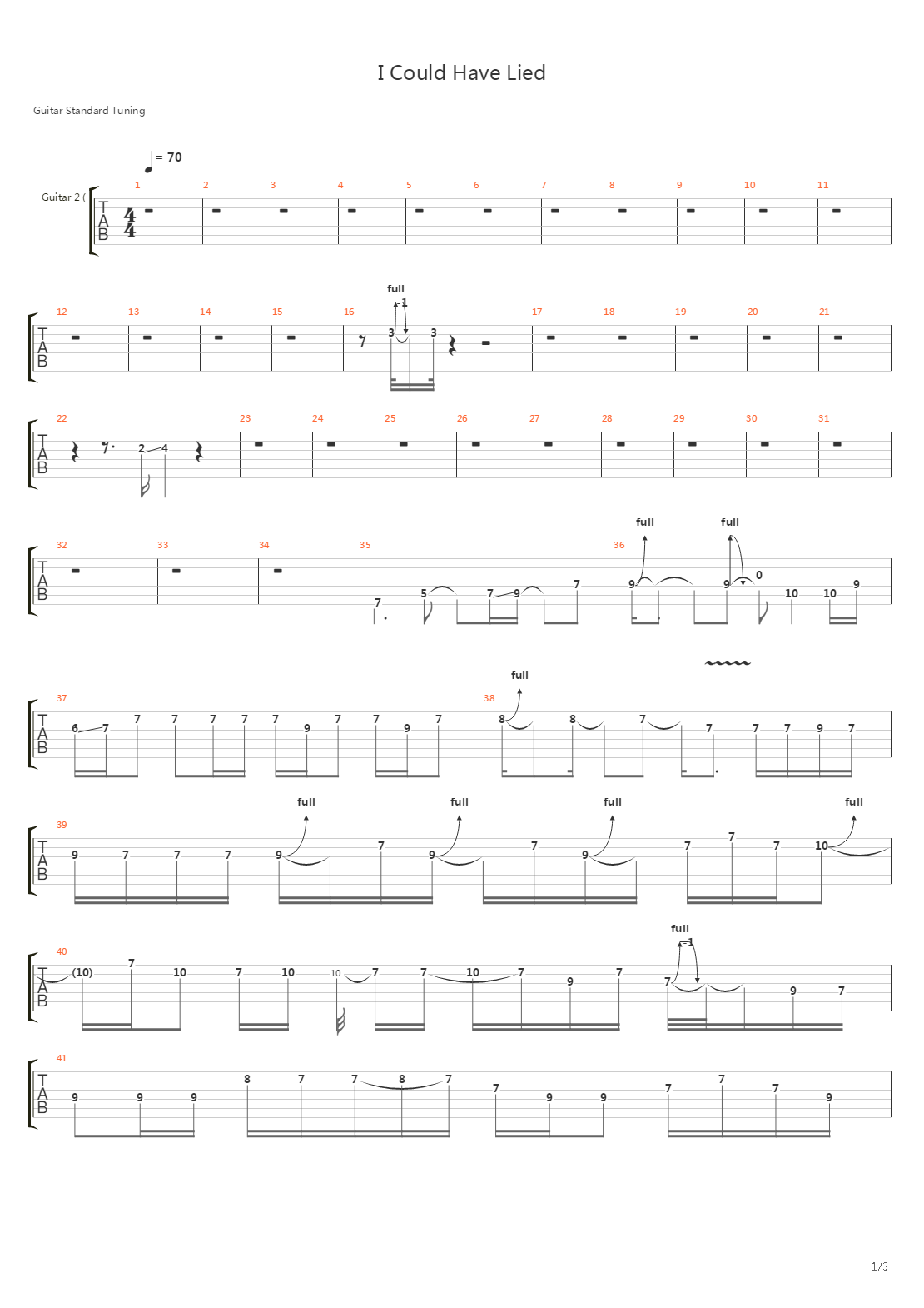 I Could Have Lied吉他谱