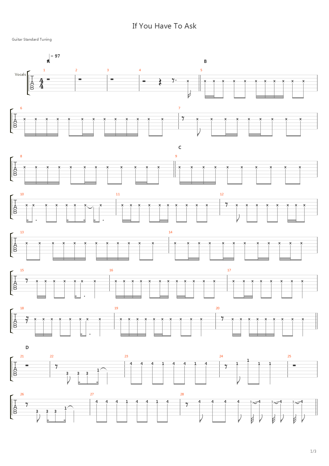 If You Have To Ask吉他谱
