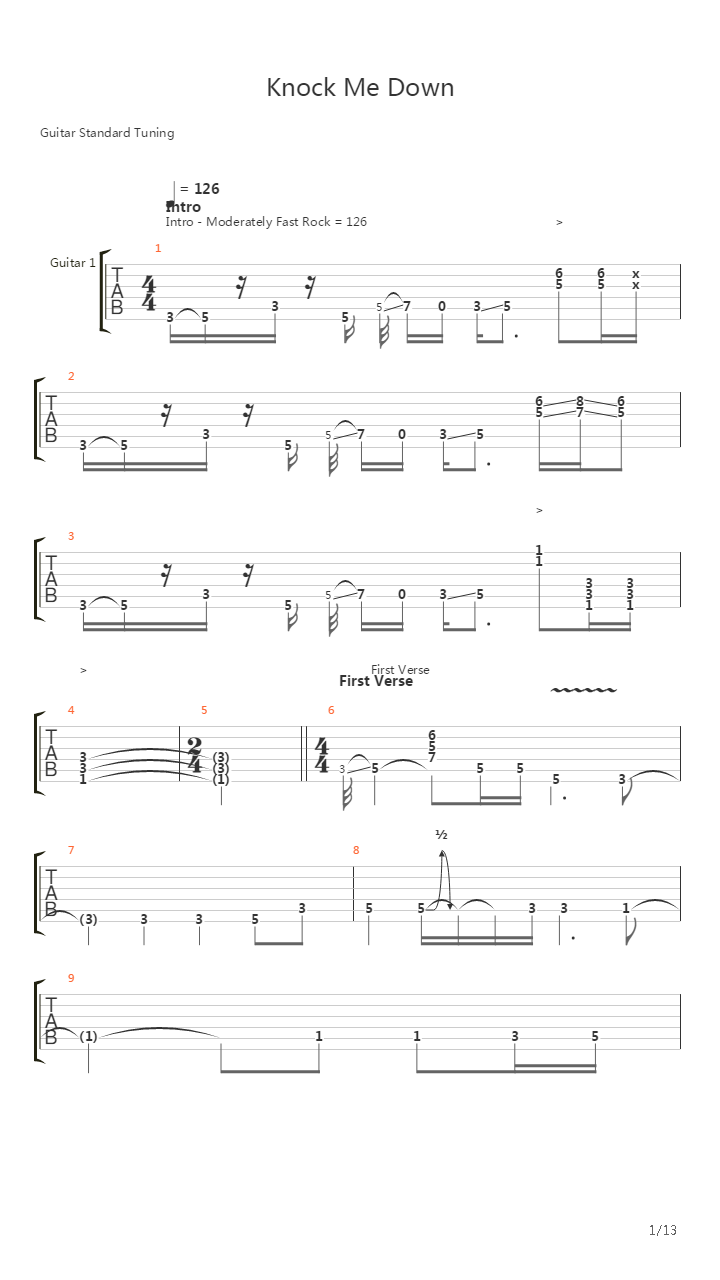 Knock Me Down吉他谱