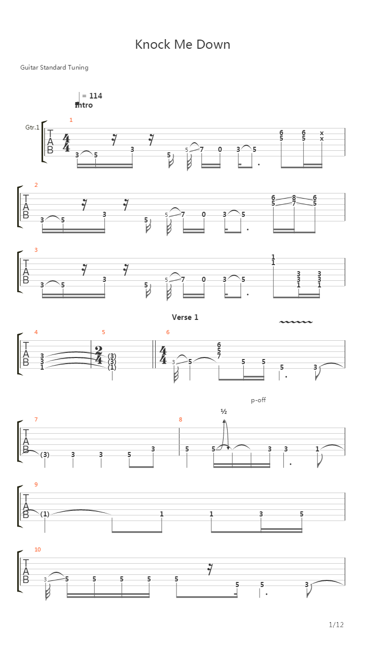 Knock Me Down吉他谱